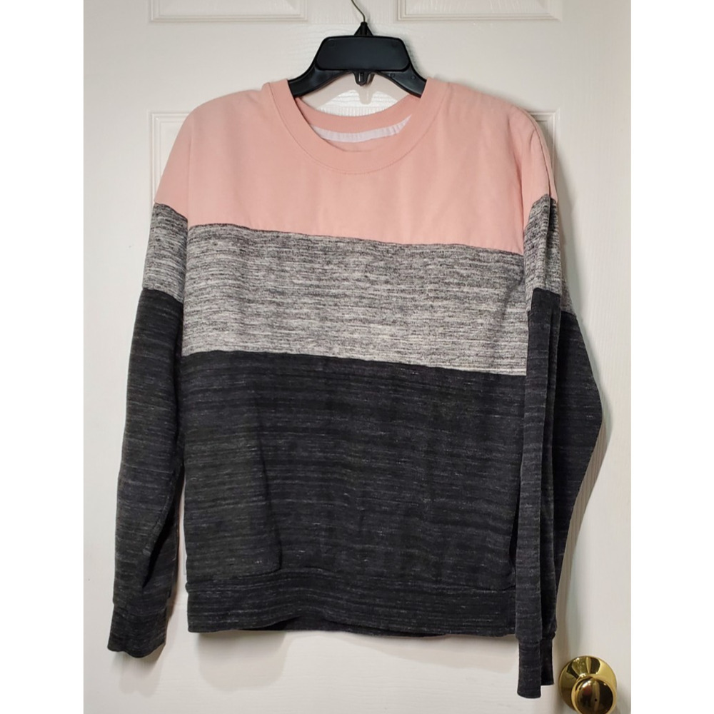 Reflex Women’s Colorblock Sweatshirt Pink Gray Black Size S Cozy Pullover